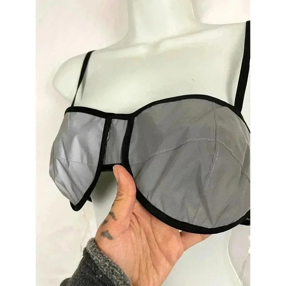 NWT Hot & Delicious Reflective Bra Top Large Gray Black Women's - Picture 9 of 13